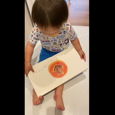 自分で絵本をめくる様子